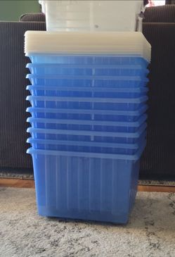 IKEA VESSLA storage bins with lids