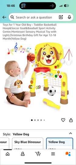 Toddler Basketball Hoop&Soccer Goal&Baseball Sport Activity Center