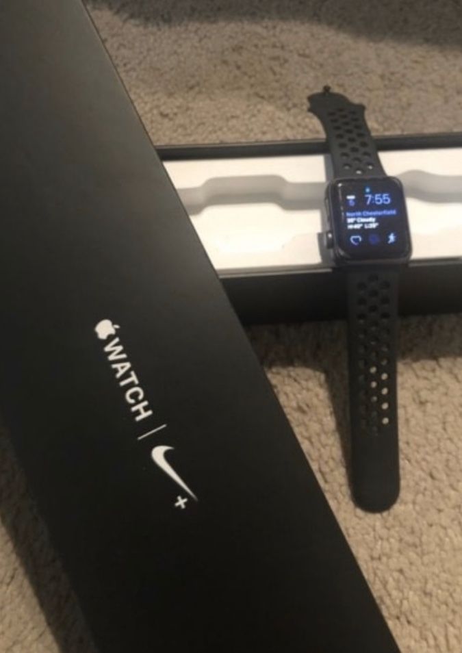 Apple Watch series 2 Nike edition brand new condition worn once comes with box and 2 bands! It’s available