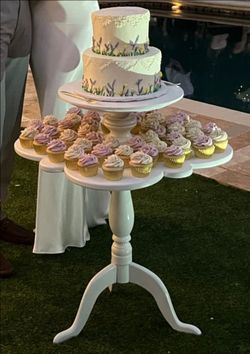 Two Tier Flower Shape Display Wood Table