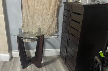 brown side tables with glass