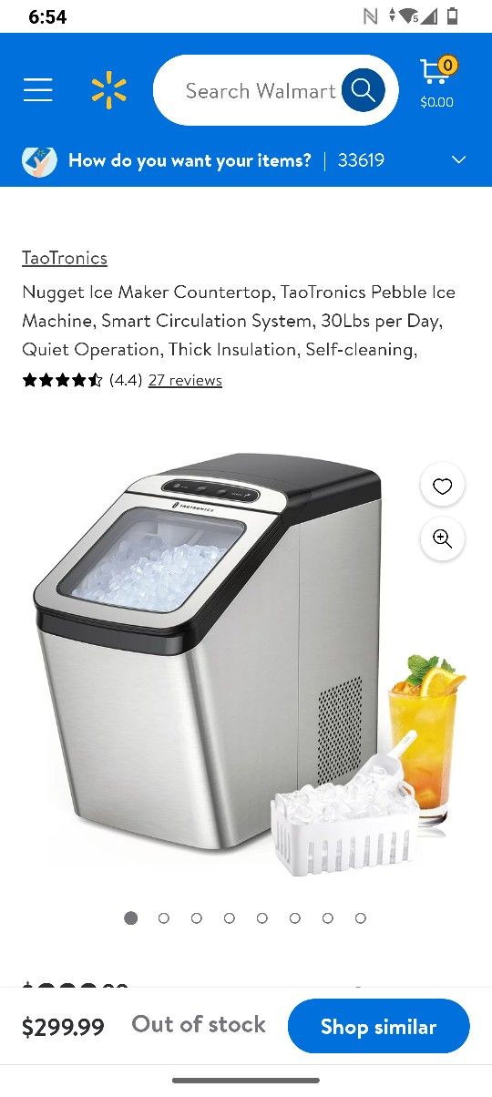 Nugget Ice Maker Countertop, TaoTronics Pebble Ice Machine, Smart Circulation System, 30Lbs per Day, Quiet Operation, Thick Insulation, Self-cleaning,