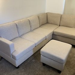Beige Sectional Couch - Excellent