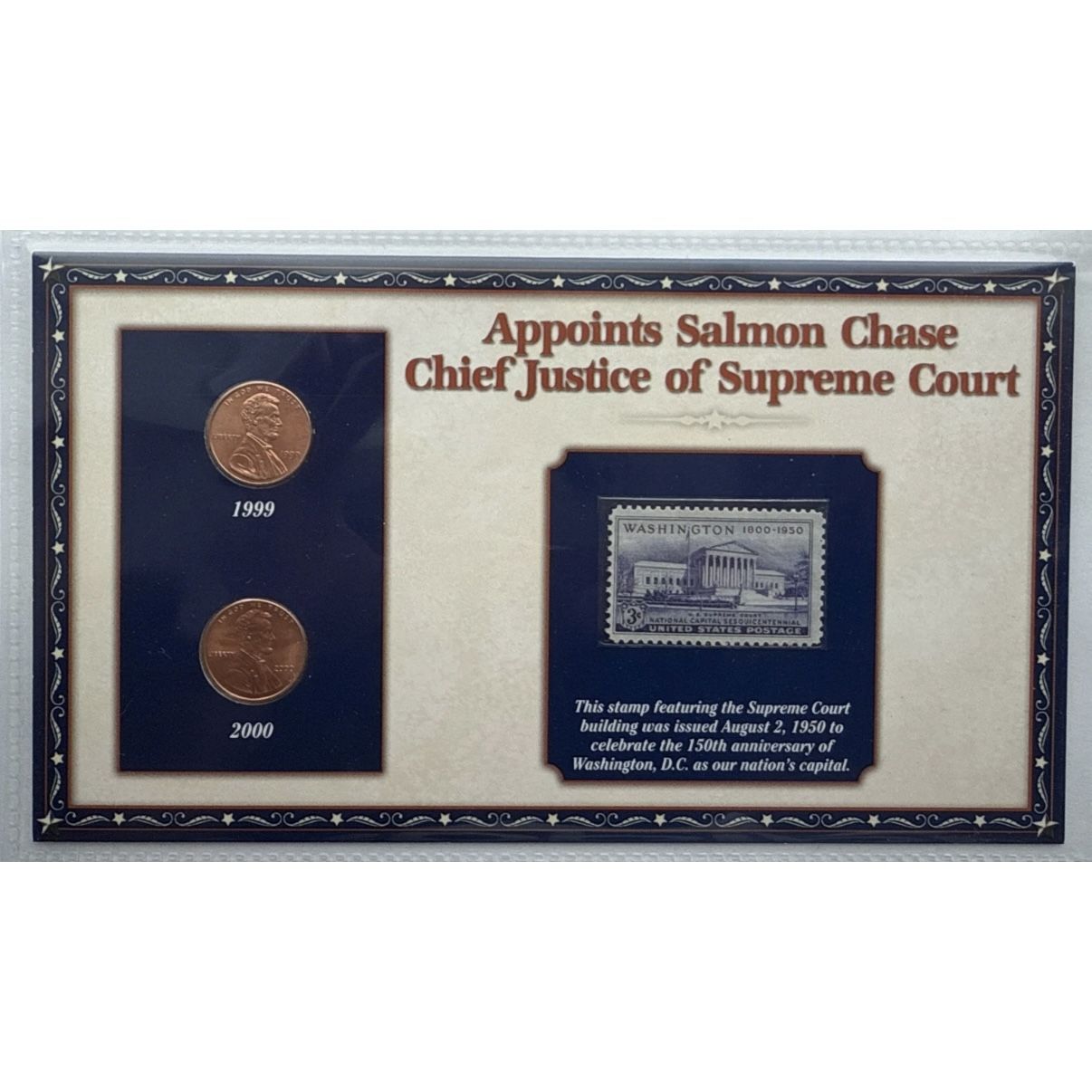 Lincoln Penny & Stamp Collection: Appointment of Chief Justice of Supreme Court
