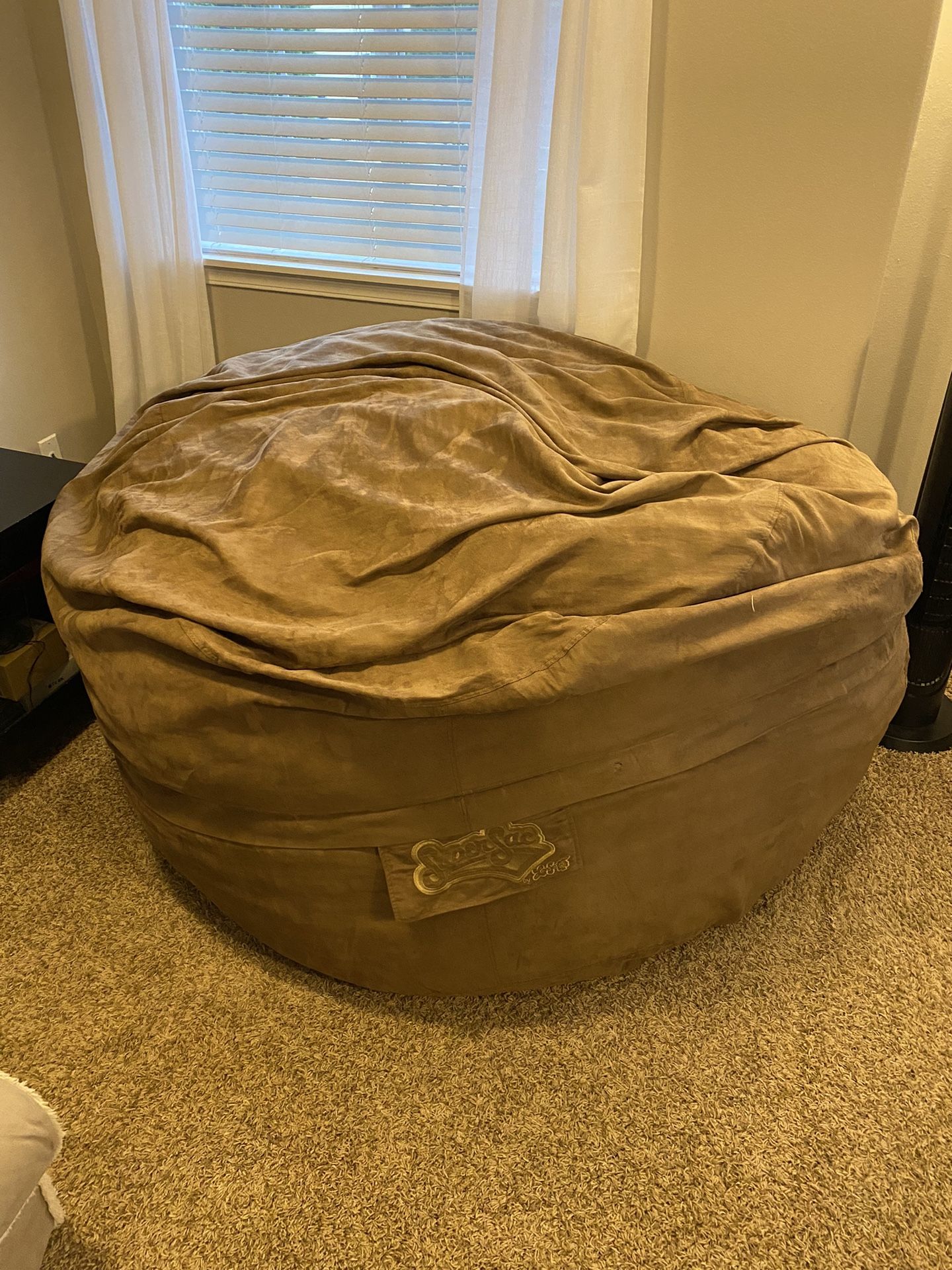 Lovesac Super Sac Brown Bean Bag Chair With 2 Covers