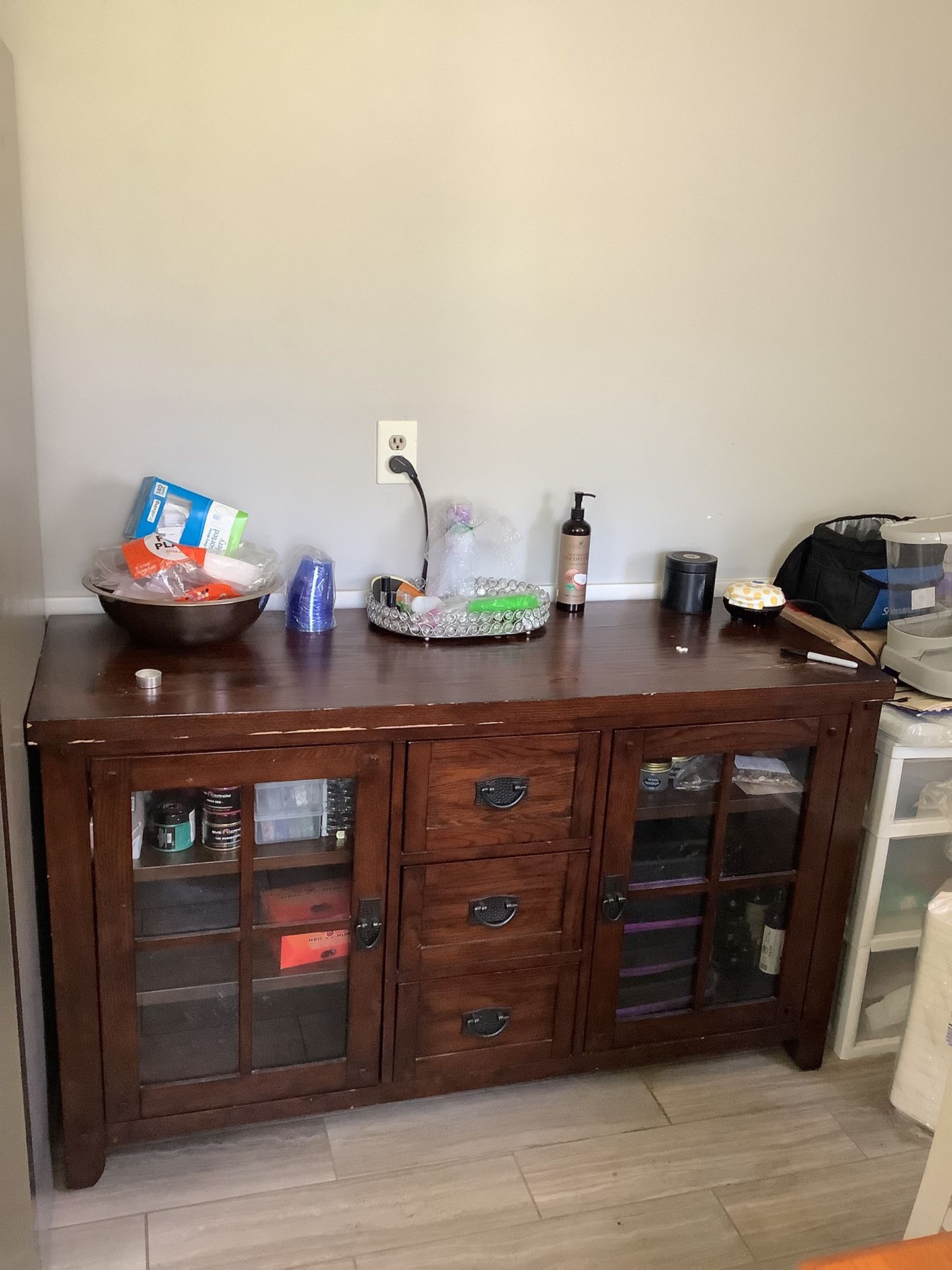 Buffet cabinet tv stand espresso heavy