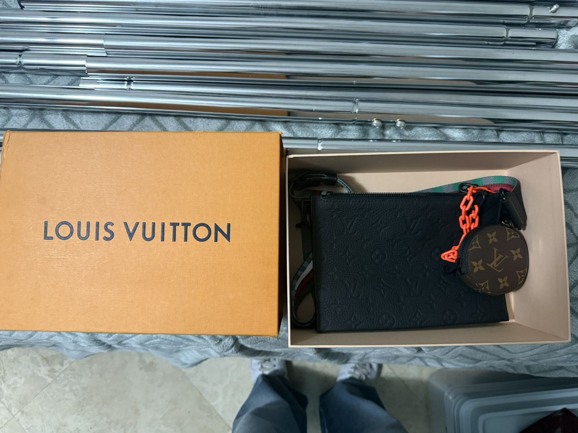 Louis Vuitton Black Taurillon Leather Monogram Canvas Trio Messenger Bag