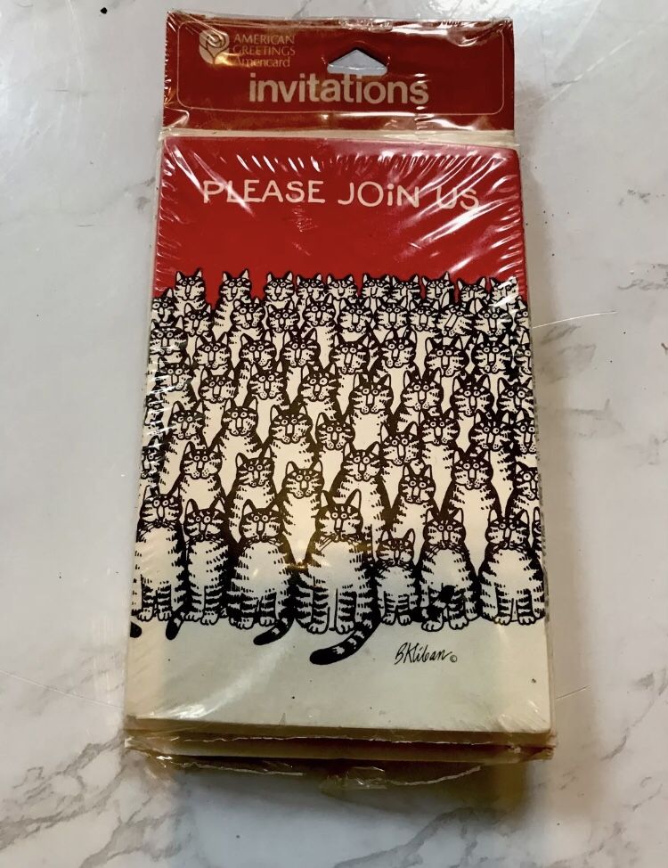 🔥RARE 1970's American Greetings B. Kliban Invitations Please Join Us 8 ct 🔥New