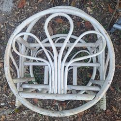 Vintage White Wash Bamboo Rattan Magazine Rack