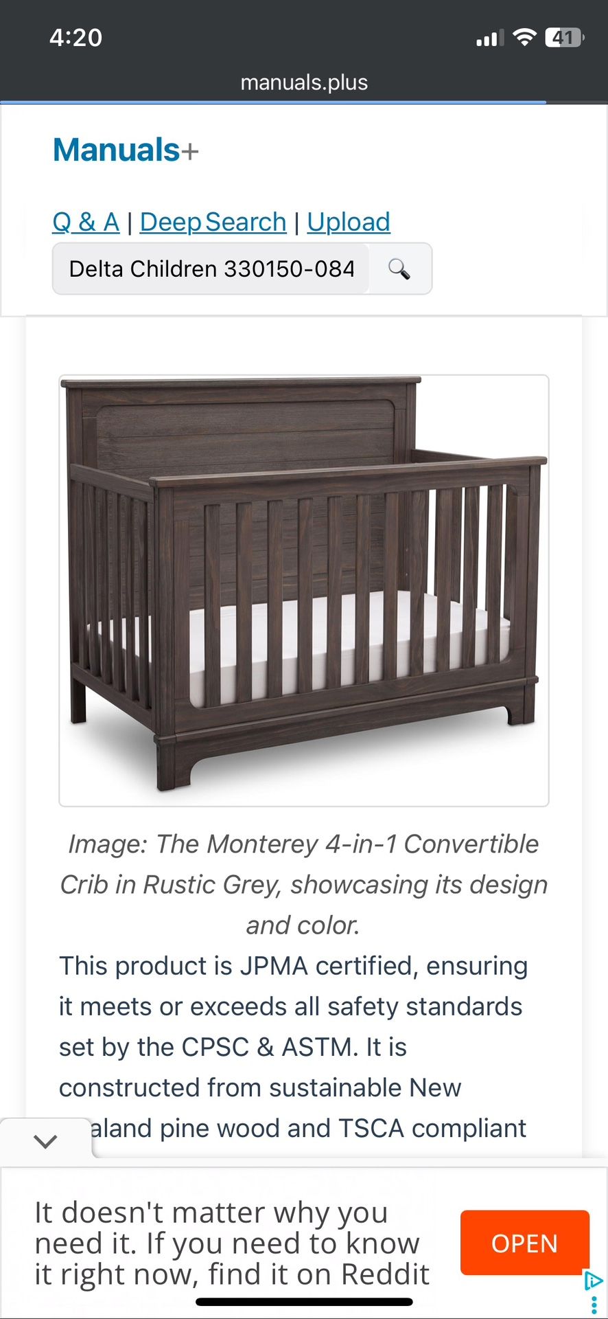 Convertible Crib/Toddler Bed
