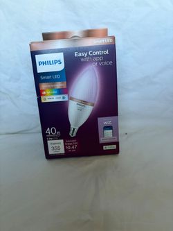 2 Philips Smart LED Light Bulbs (Small Base) – New, Never Used