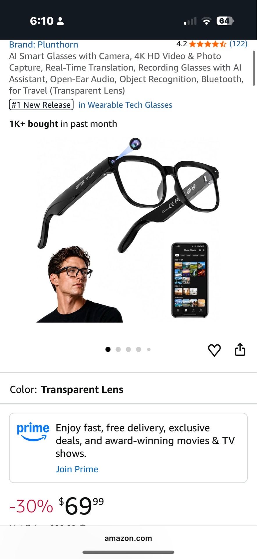 Smart Glasses W/ Camera