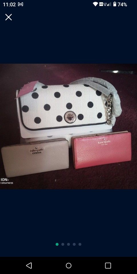 KATE SPADE TOTE & 2 LEATHER WALLETS