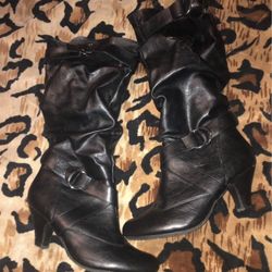 Black Leather Boots with Heels