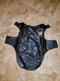 Brett Michaels leather dog vest