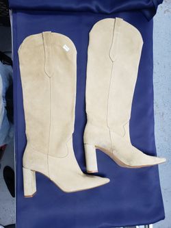 Size 7.5 tall tan suede western boot by Zara United
