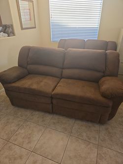 Nice used recliner couch (7') and love seat (68") dark brown