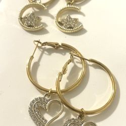 Christmas Gift Jewelry Gold Hoop Earrings Heart And Star Earrings 