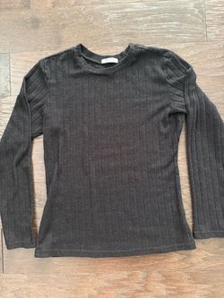 Ekouaer Women's Black Ribbed Knit Crewneck Pullover Sweater Long Sleeve Sz M