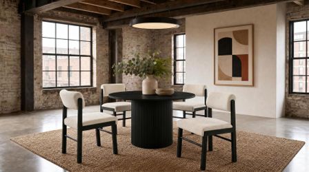 193938  	5-Piece Round Wood Dining Table Set with 4 Padded Chairs 🚚 Financing!
