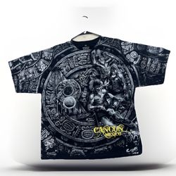 Y2K Vintage Bootleg MAYAN CULTURE All Over Print Shirt  Aztec Mexican Pride XL