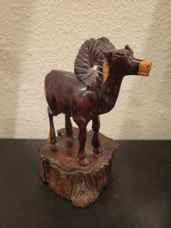 Ram Wood Carving Sculpture Figure - Perfect gift for LA Rams fan