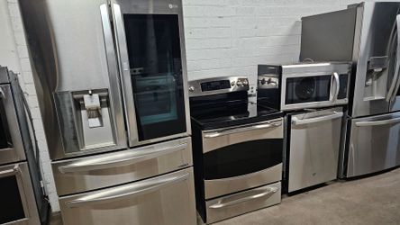 Combo Fridge, Stove, Dishwasher, Microwave Stainless Steel