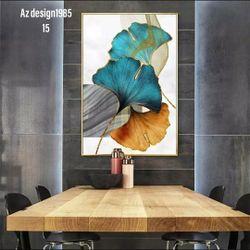 Blue Green Yellow Gold Plant Leaf Abstract Poster Nordic Canvas Print Wall Art Painting Modern Picture Living Room Decoration 19 wied 28 highes