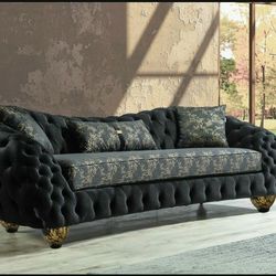 Dalia Black Velvet Living Room Set / couch /Sofa and Loveseat  2499