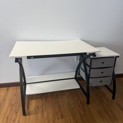 50 in. 2-Piece Rectangular Black Comet Center Plus Writing Desk with Adjustable Top, 3-Pull-Out Drawers 