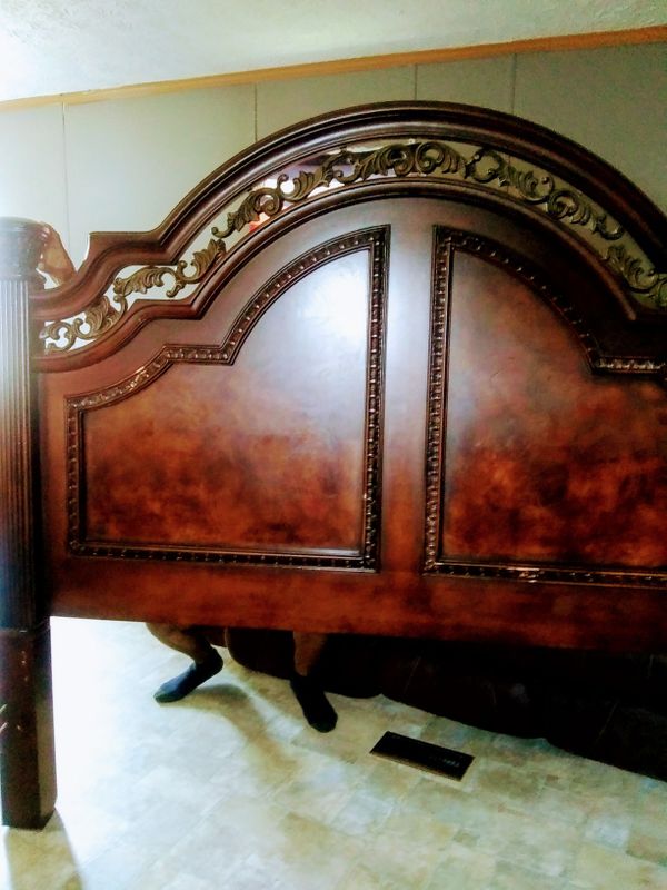 Wood King size bed frame and dresser for Sale in US - OfferUp