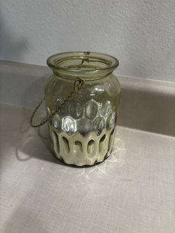 Glass Candle Holder with Wire Handle