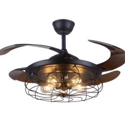 MEGHALI 42" Vintage Ceiling Fan Lights with Remote Control Mute Ceiling Fan Light for Dining Room Living Room Bedroom Corrido Study Office Kitchen Isl