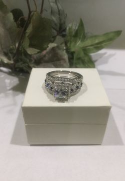 Ring Princess Cut Genuine Silver Size 10