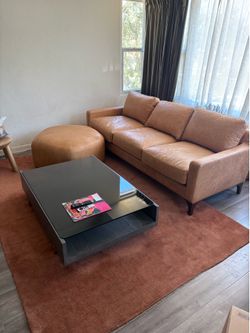 Poly and bark leather couch
