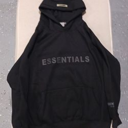 Black Essential Fear of God Hoodie - Size Large