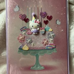 Hello Kitty Glitter Birthday Cake Card!! 