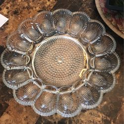 Vintage Deviled Egg Plate Indiana Glass Hobnail