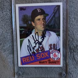 Autographed 1985 Topps  Marty Barrett #298 Baseball card