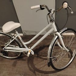 white and chrome bike