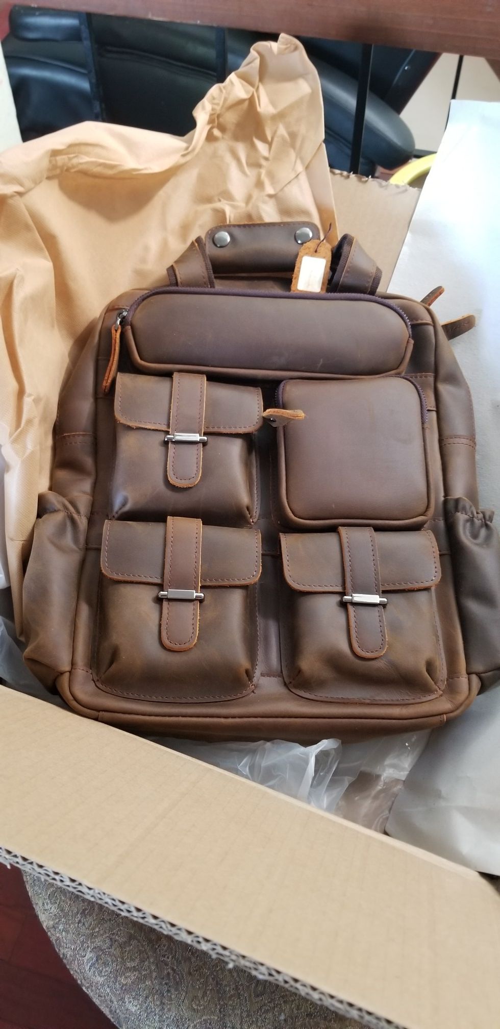 Leather backpack