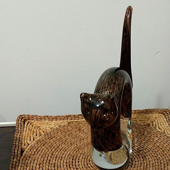 Cat blown up glass decoration new no package