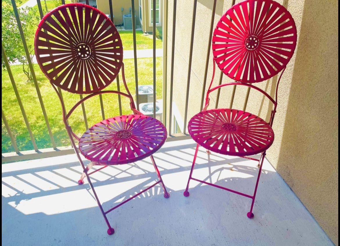 Charming candy Apple Red Foldable Bistro Chairs 