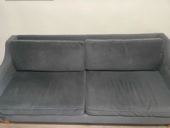 Grey velvet sofa