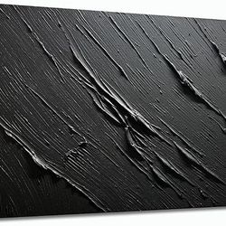 New Black Textured Abstract Canvas Art 40x20in