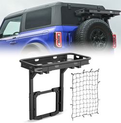 Rear Luggage Basket on OE Tailgate for Bronco Spare Tire Cargo Rack Compatible with 2021-2026 Ford Bronco 2/4 Doors, Cargo Carrier Storage Back Holder