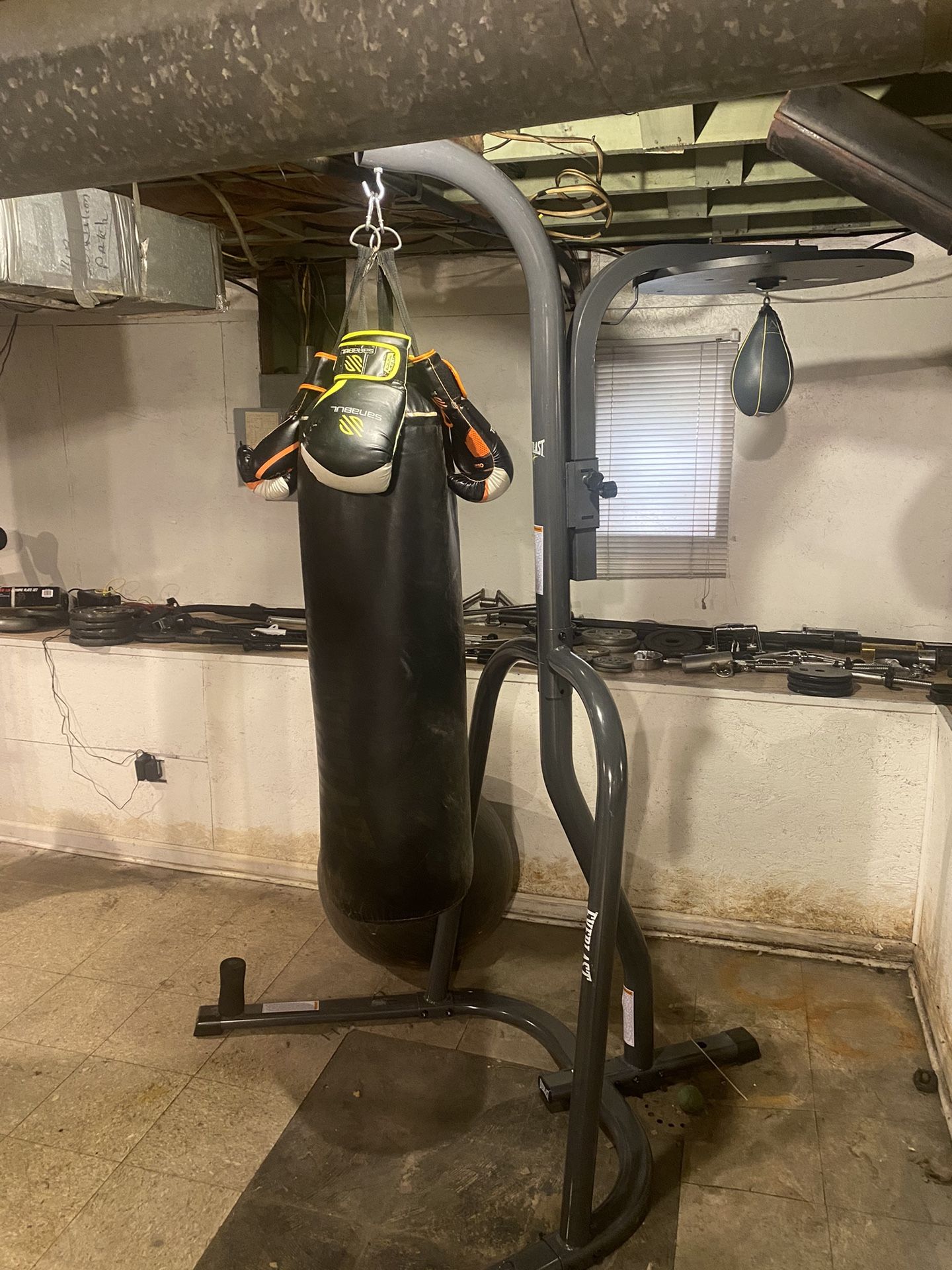 Everlast Punching Bag Speed Bag Gloves And Straps