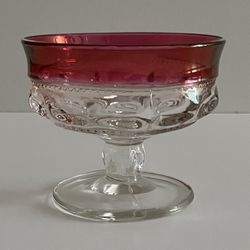 Vintage Indiana Glass Kings Crown Thumbprint Ruby Flashed Sherbet Dish-Single