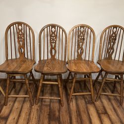 Solid Wood Farmhouse Swivel Bar Stools - Set Of 4