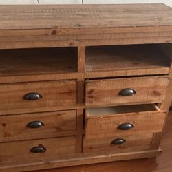Natural Wood 6 Drawer Dresser